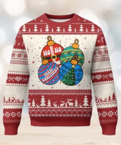 Retro Groovy Merry Christmas Ornament Ho Ho Ho Ugly Christmas Sweater