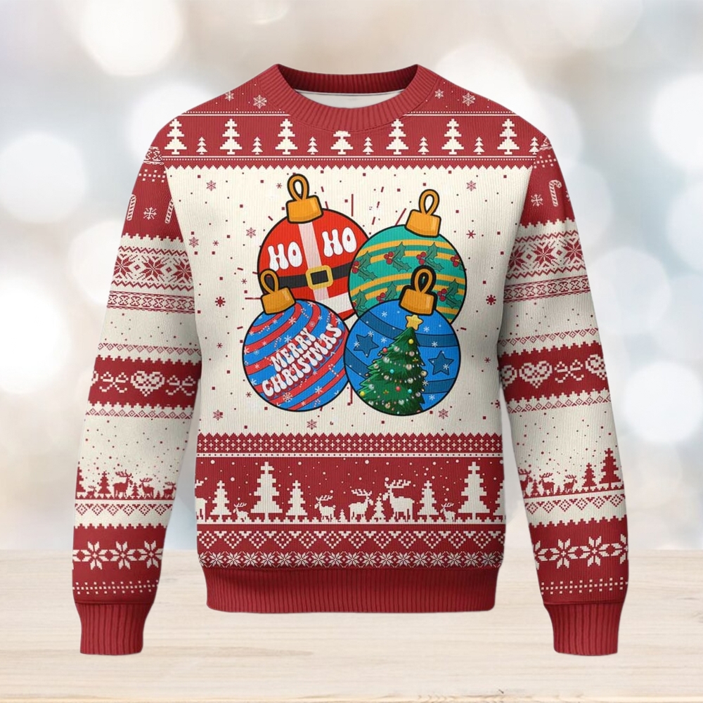 Retro Groovy Merry Christmas Ornament Ho Ho Ho Ugly Christmas Sweater Retro Groovy Merry Christmas Ornament Ho Ho Ho Ugly Christmas Sweater