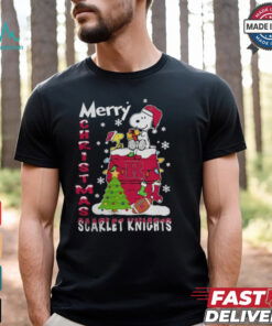 Rutgers Scarlet Knights Snoopy And Woodstock Merry Christmas Shirt