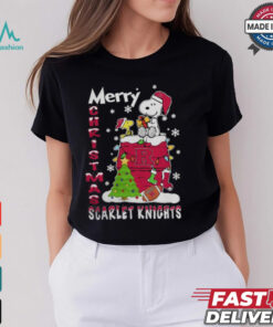 Rutgers Scarlet Knights Snoopy And Woodstock Merry Christmas Shirt