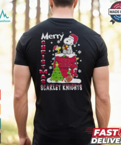 Rutgers Scarlet Knights Snoopy And Woodstock Merry Christmas Shirt