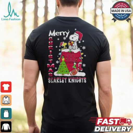 Rutgers Scarlet Knights Snoopy And Woodstock Merry Christmas Shirt