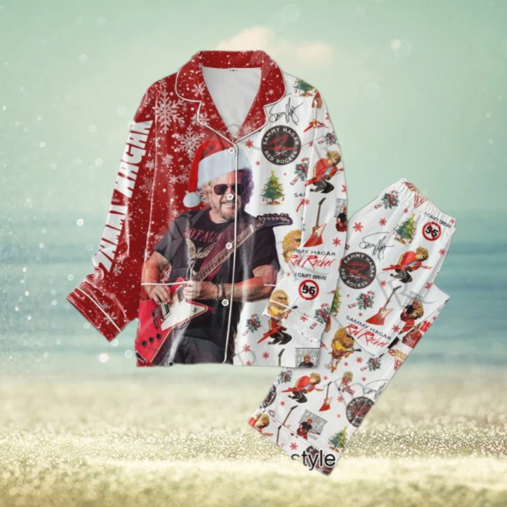 Sammy Hagar Red Rocker Christmas Button Down Pajamas Set Sammy Hagar Red Rocker Christmas Button Down Pajamas Set