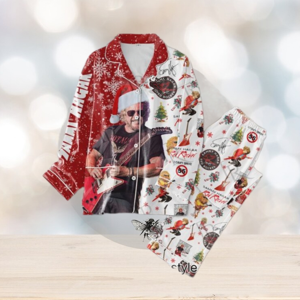 Sammy Hagar Red Rocker Christmas Button Down Pajamas Set Sammy Hagar Red Rocker Christmas Button Down Pajamas Set