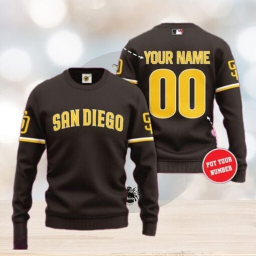San Diego Padres Customizable Ugly Christmas Sweater Brown