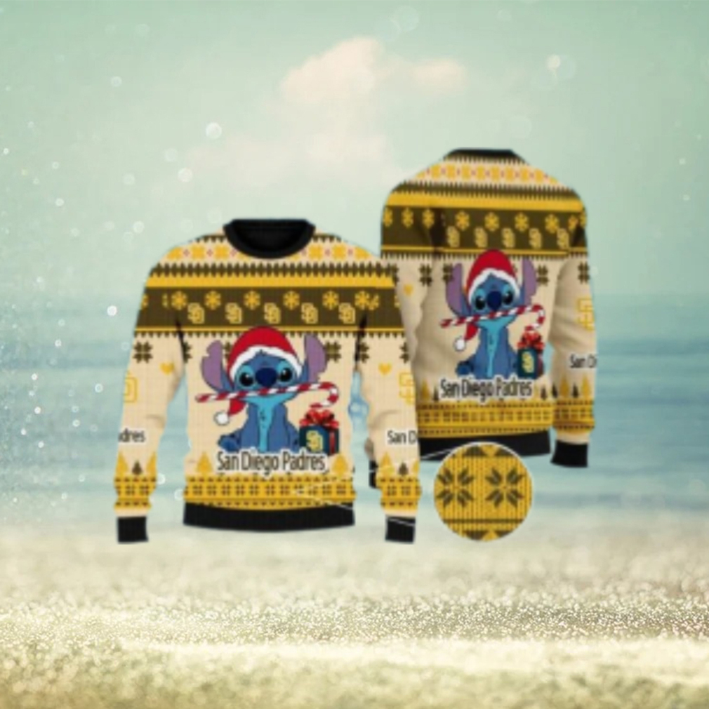 San Diego Padres Ugly Sweater Stitch Candy Cane Christmas San Diego Padres Ugly Sweater Stitch Candy Cane Christmas