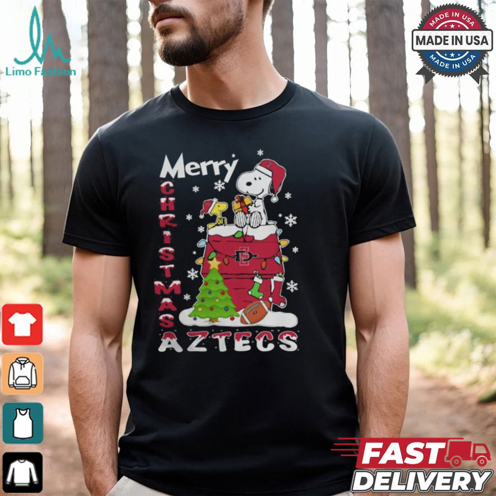 San Diego State Aztecs Snoopy And Woodstock Merry Christmas Shirt San Diego State Aztecs Snoopy And Woodstock Merry Christmas Shirt