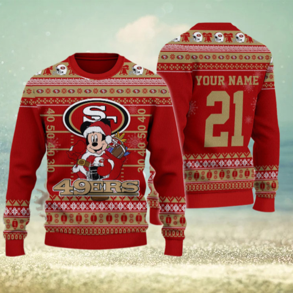 San Francisco 49ers Mickey Mouse Santa Ugly Christmas Sweater San Francisco 49ers Mickey Mouse Santa Ugly Christmas Sweater