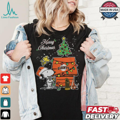 San Francisco Giants Merry Christmas With Snoopy Baby T Shirt