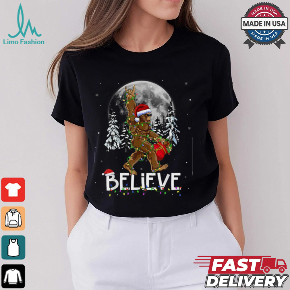 Santa Bigfoot Christmas Lights Funny Sasquatch Believe Xmas T Shirt Recovered Santa Bigfoot Christmas Lights Funny Sasquatch Believe Xmas T Shirt Recovered