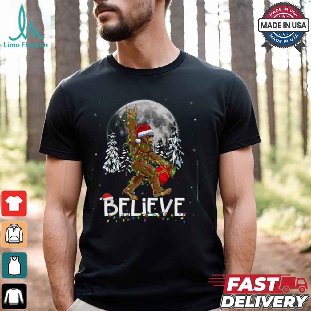 Santa Bigfoot Christmas Lights Funny Sasquatch Believe Xmas T Shirt Recovered Santa Bigfoot Christmas Lights Funny Sasquatch Believe Xmas T Shirt Recovered