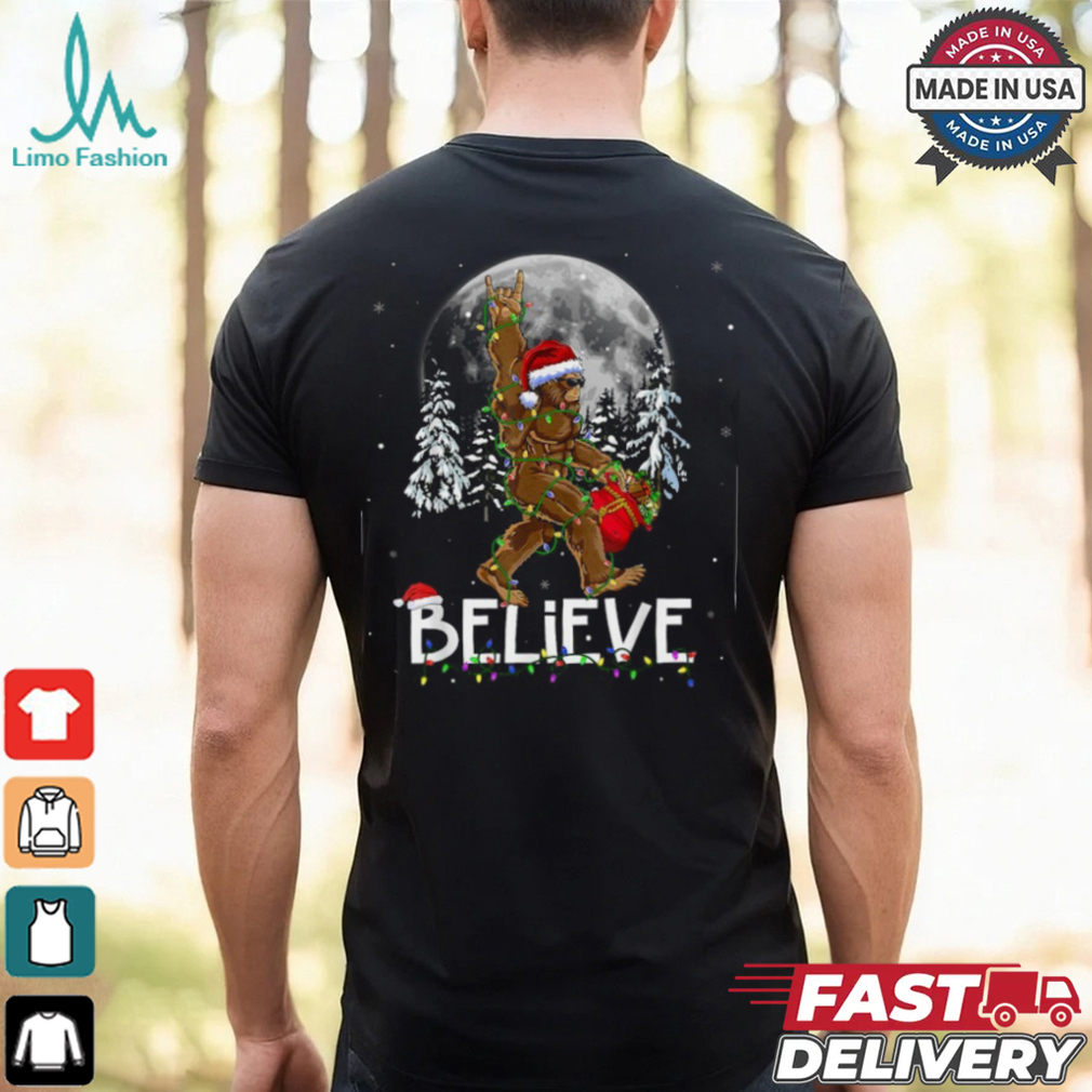Santa Bigfoot Christmas Lights Funny Sasquatch Believe Xmas T Shirt Recovered Santa Bigfoot Christmas Lights Funny Sasquatch Believe Xmas T Shirt Recovered