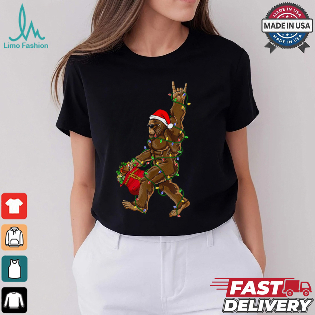 Santa Bigfoot Christmas Lights Rock Funny Sasquatch Believe T Shirt Recovered Santa Bigfoot Christmas Lights Rock Funny Sasquatch Believe T Shirt Recovered