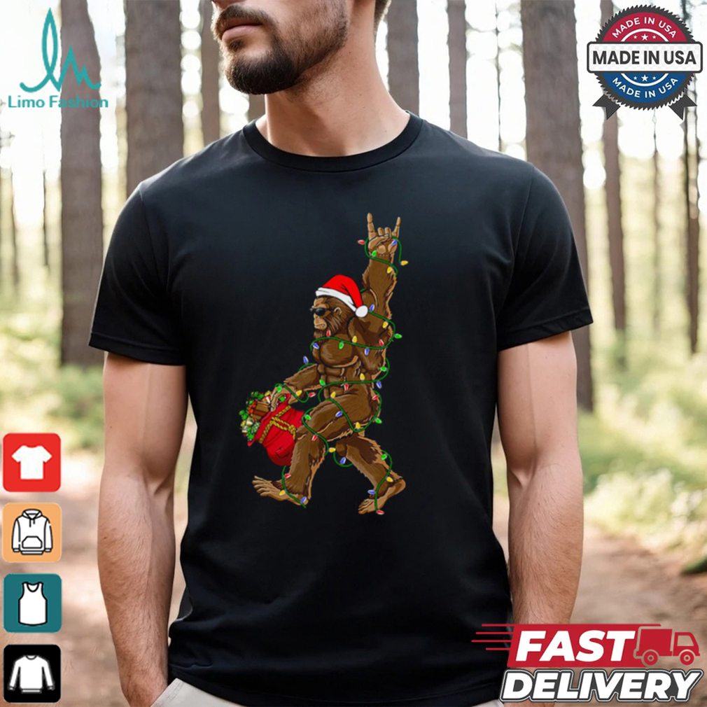 Santa Bigfoot Christmas Lights Rock Funny Sasquatch Believe T Shirt Recovered Santa Bigfoot Christmas Lights Rock Funny Sasquatch Believe T Shirt Recovered