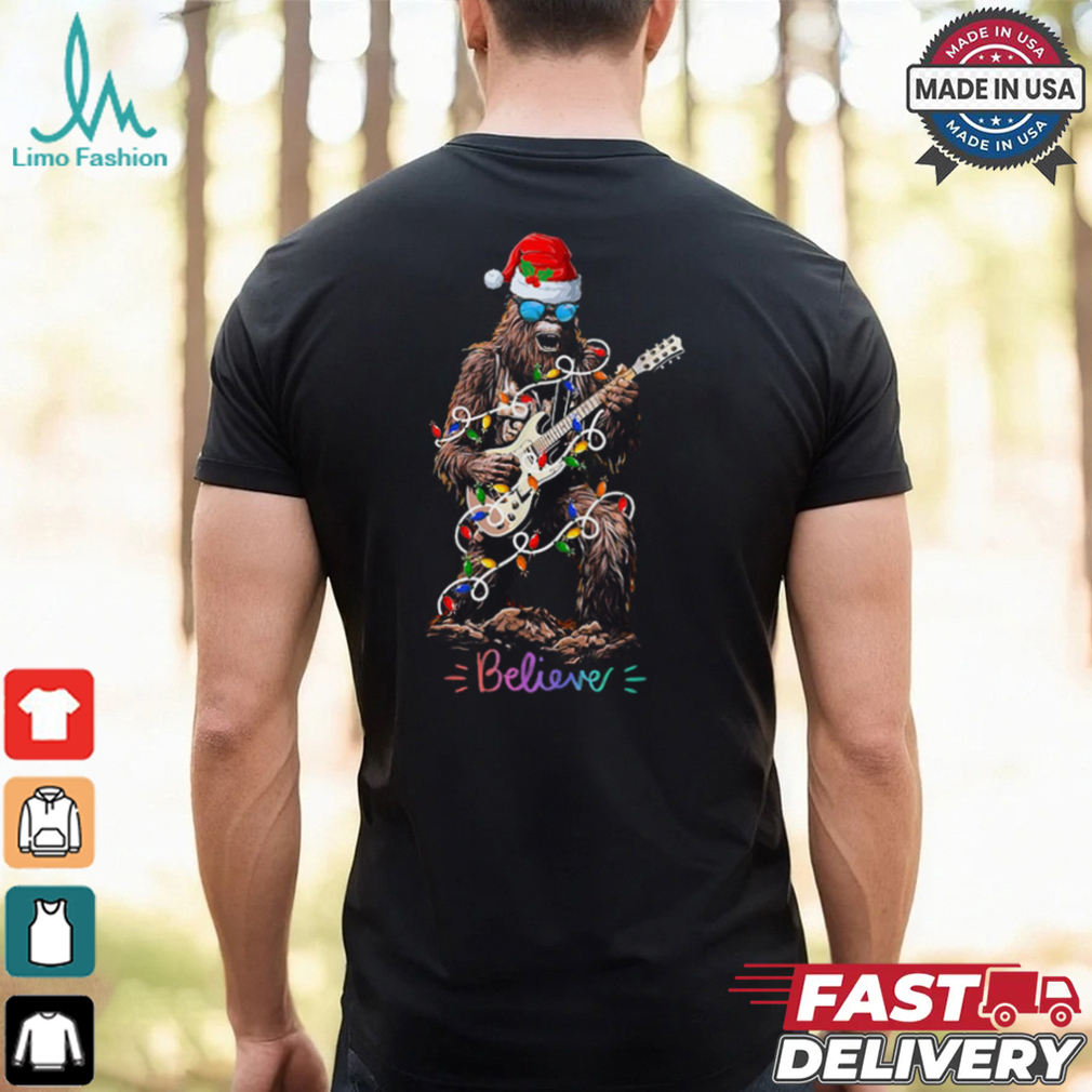 Santa Bigfoot Christmas Rock Roll Believe Playing Guitar T Shirt Recovered Santa Bigfoot Christmas Rock Roll Believe Playing Guitar T Shirt Recovered