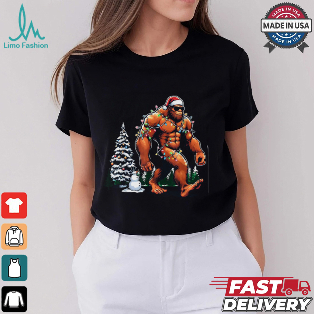 Santa Bigfoot Christmas Tree Lights Funny Sasquatch Believe T Shirt Recovered Santa Bigfoot Christmas Tree Lights Funny Sasquatch Believe T Shirt Recovered