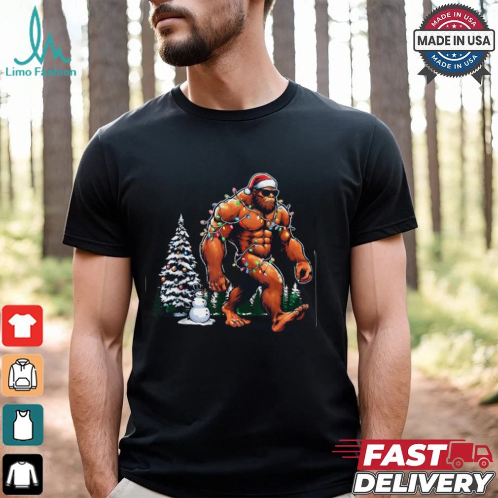 Santa Bigfoot Christmas Tree Lights Funny Sasquatch Believe T Shirt Recovered Santa Bigfoot Christmas Tree Lights Funny Sasquatch Believe T Shirt Recovered