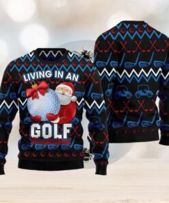 Santa Clause Golf Wonderland Ugly Christmas Sweater