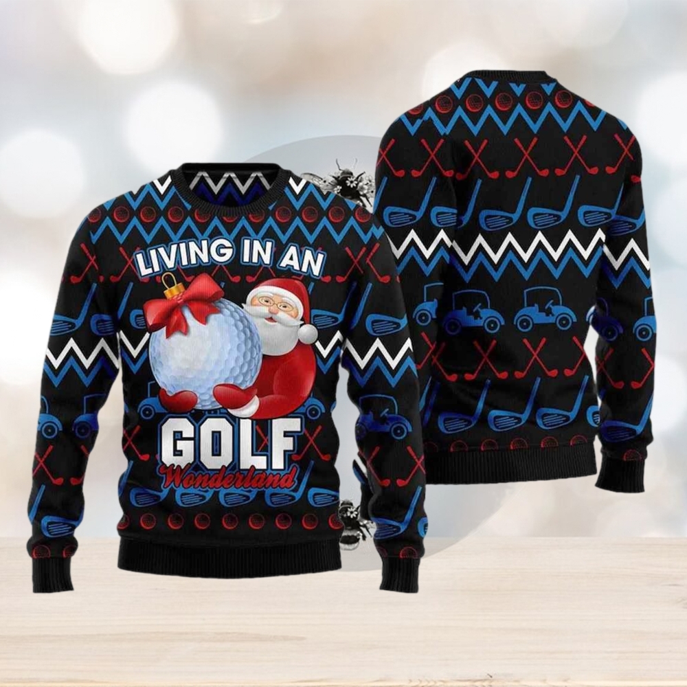 Santa Clause Golf Wonderland Ugly Christmas Sweater Santa Clause Golf Wonderland Ugly Christmas Sweater