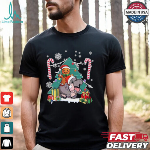 Santa Gingerbread Riding Moo Deng Vintage T Shirt