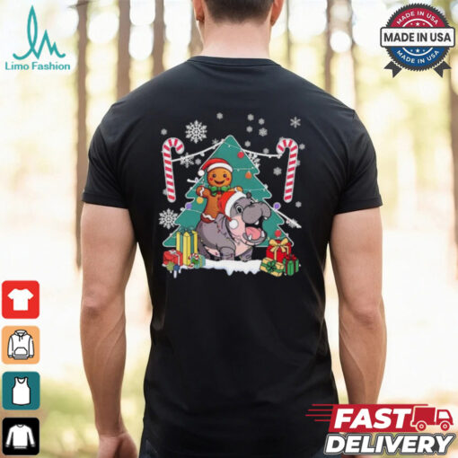 Santa Gingerbread Riding Moo Deng Vintage T Shirt