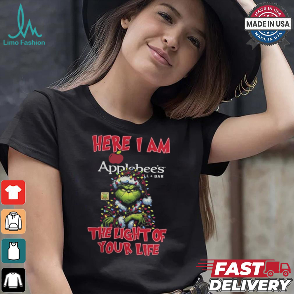 Santa Grinch Here I Am Applebee’s The Light Of Your Life Christmas Light Shirt Santa Grinch Here I Am Applebee’s The Light Of Your Life Christmas Light Shirt