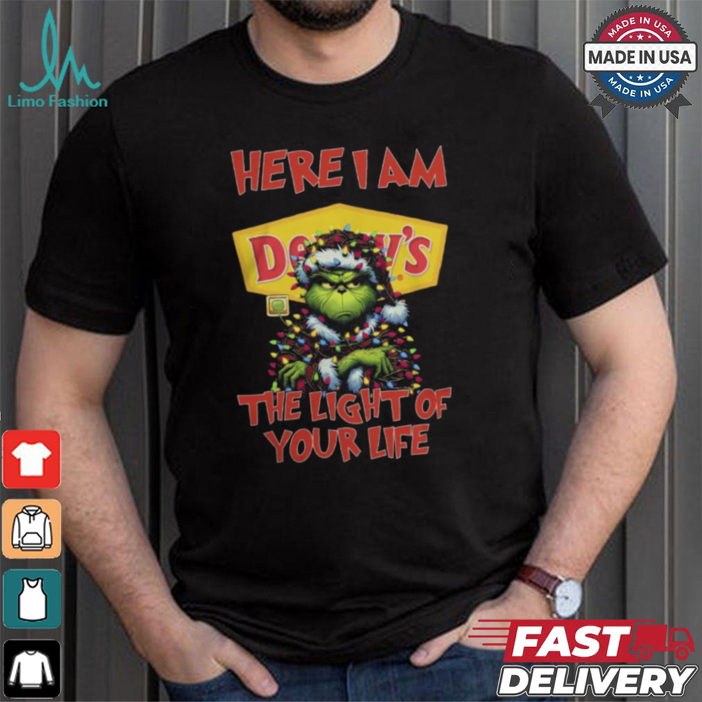Santa Grinch Here I Am Denny’s The Light Of Your Life Christmas Light Shirt Santa Grinch Here I Am Denny’s The Light Of Your Life Christmas Light Shirt
