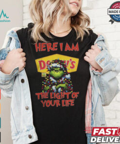 Santa Grinch Here I Am Denny’s The Light Of Your Life Christmas Light Shirt