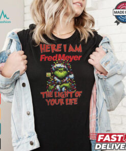 Santa Grinch Here I Am Fred Meyer The Light Of Your Life Christmas Light Shirt