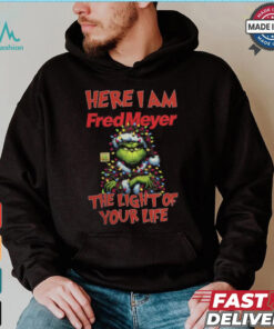 Santa Grinch Here I Am Fred Meyer The Light Of Your Life Christmas Light Shirt