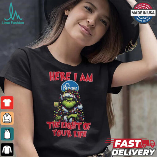 Santa Grinch Here I Am Kroger The Light Of Your Life Christmas Light Shirt