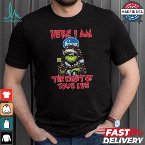 Santa Grinch Here I Am Kroger The Light Of Your Life Christmas Light Shirt