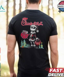 Santa Jack Skellington Chick fil A Logo Merry Christmas 2024 Shirt