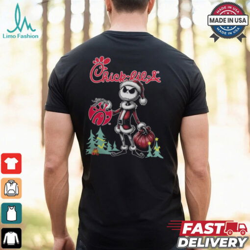 Santa Jack Skellington Chick fil A Logo Merry Christmas 2024 Shirt