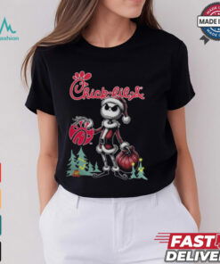 Santa Jack Skellington Chick fil A Logo Merry Christmas 2024 Shirt