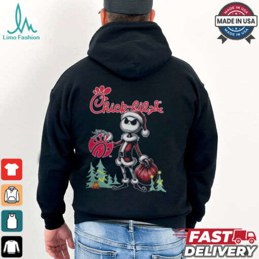 Santa Jack Skellington Chick fil A Logo Merry Christmas 2024 Shirt