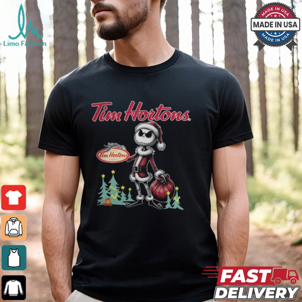 Santa Jack Skellington Tim Hortons Logo Merry Christmas 2024 Shirt Santa Jack Skellington Tim Hortons Logo Merry Christmas 2024 Shirt