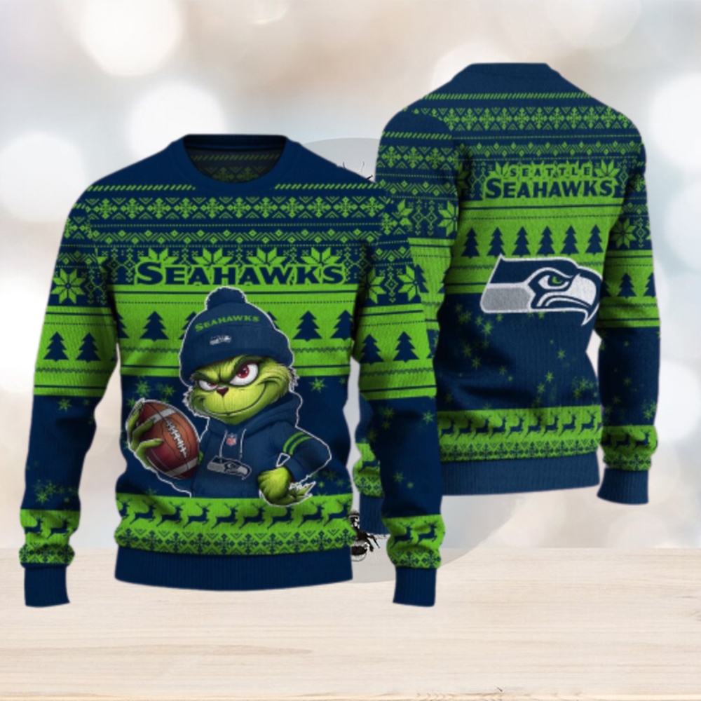 Seattle Seahawks The Grinch Ugly Christmas Sweater NFL Xmas Gift