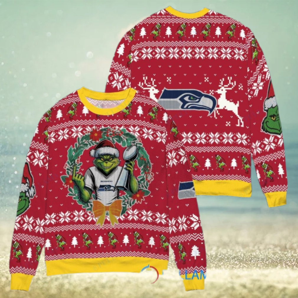 Seattle Seahawks x Grinch NFL Dr. Seuss How the Grinch Stole Christmas with Super Bowl Trophy Ugly Christmas Sweater Red Seattle Seahawks x Grinch NFL Dr. Seuss How the Grinch Stole Christmas with Super Bowl Trophy Ugly Christmas Sweater Red
