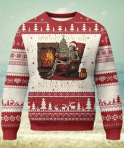 Skeleton Christmas Ugly Christmas Sweater When You’re Dead Inside But It’s Xmas Chillin’
