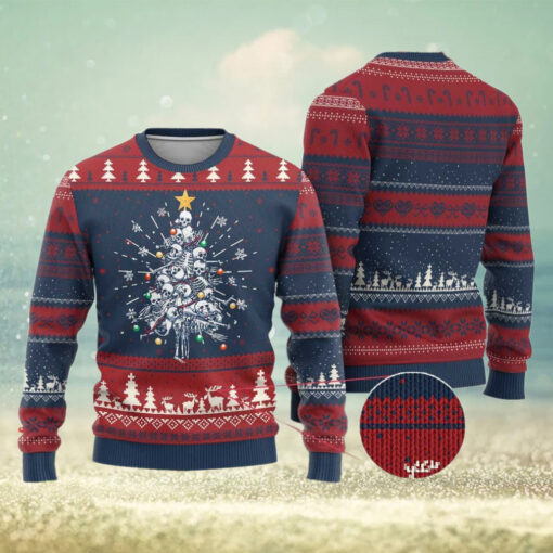 Skeleton Xmas Ugly Christmas Sweater Skull Christmas Tree