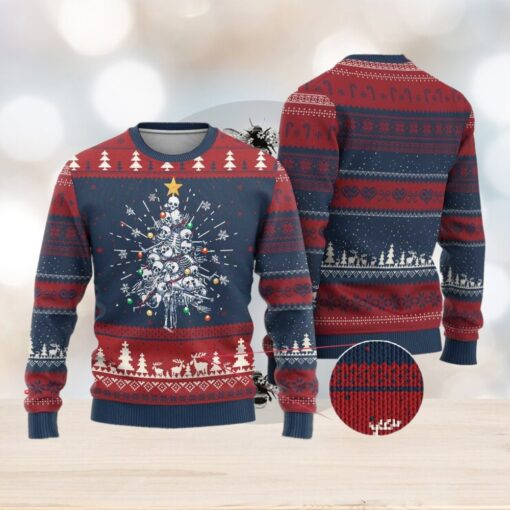 Skeleton Xmas Ugly Christmas Sweater Skull Christmas Tree