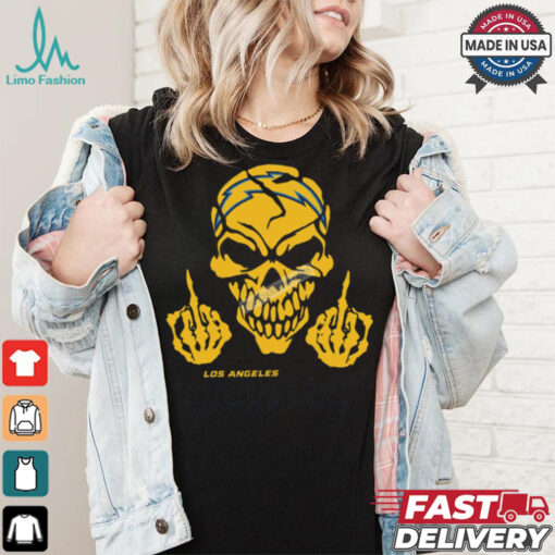 Skull Middle Fingers Los Angeles Chargers Graphic T Shirt