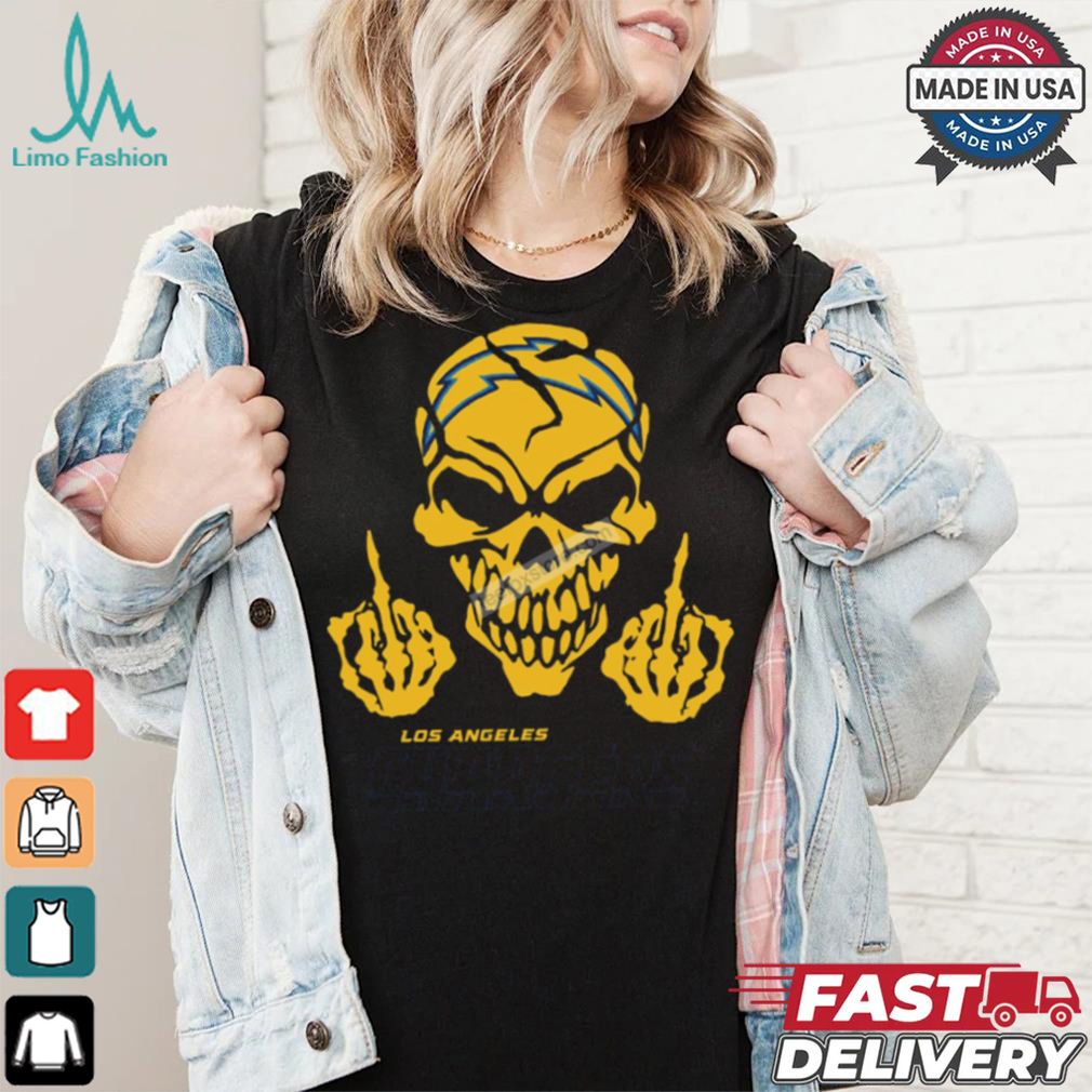 Skull Middle Fingers Los Angeles Chargers Graphic T Shirt Skull Middle Fingers Los Angeles Chargers Graphic T Shirt