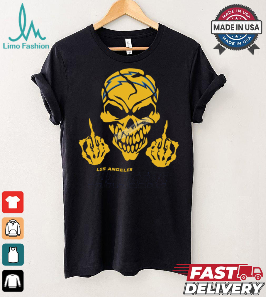 Skull Middle Fingers Los Angeles Chargers Graphic T Shirt Skull Middle Fingers Los Angeles Chargers Graphic T Shirt