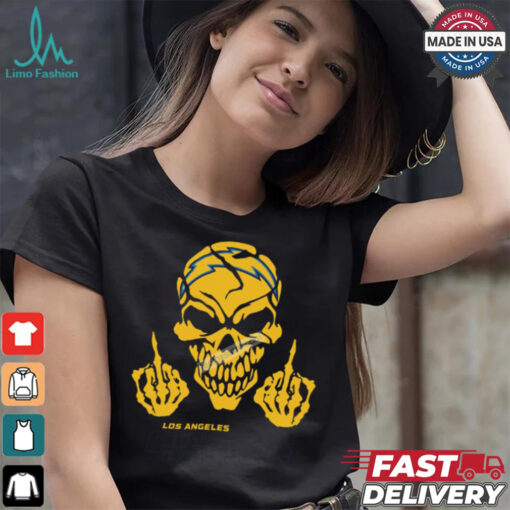 Skull Middle Fingers Los Angeles Chargers Graphic T Shirt