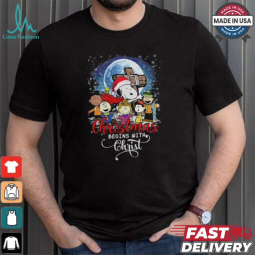 Snoopy Christmas Begins With Christ T Shirt