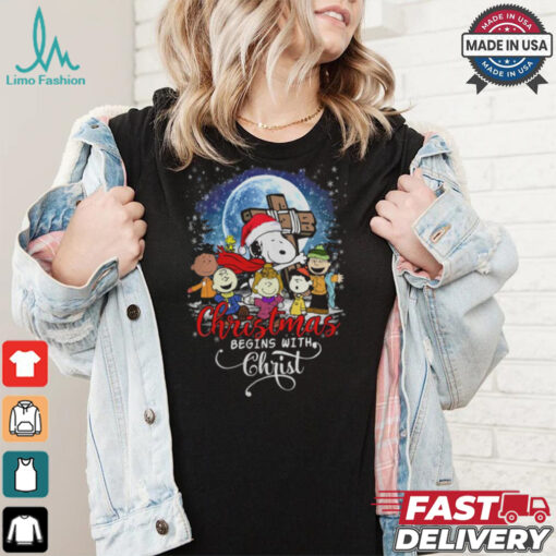 Snoopy Christmas Begins With Christ T Shirt