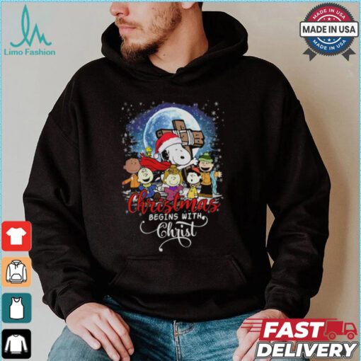 Snoopy Christmas Begins With Christ T Shirt