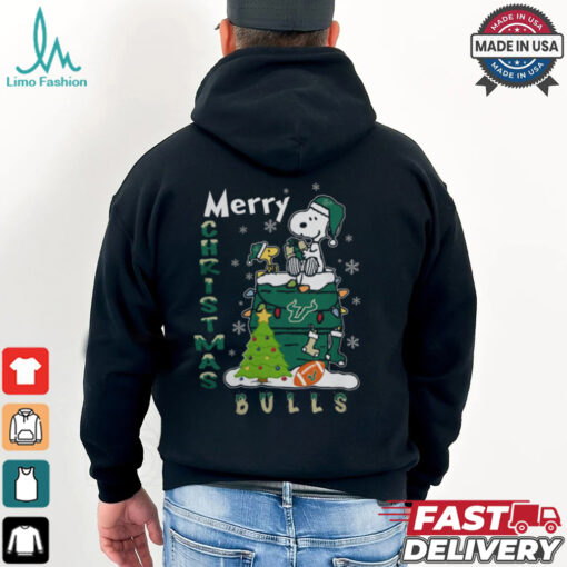 South Florida Bulls Snoopy And Woodstock Merry Christmas Shirt